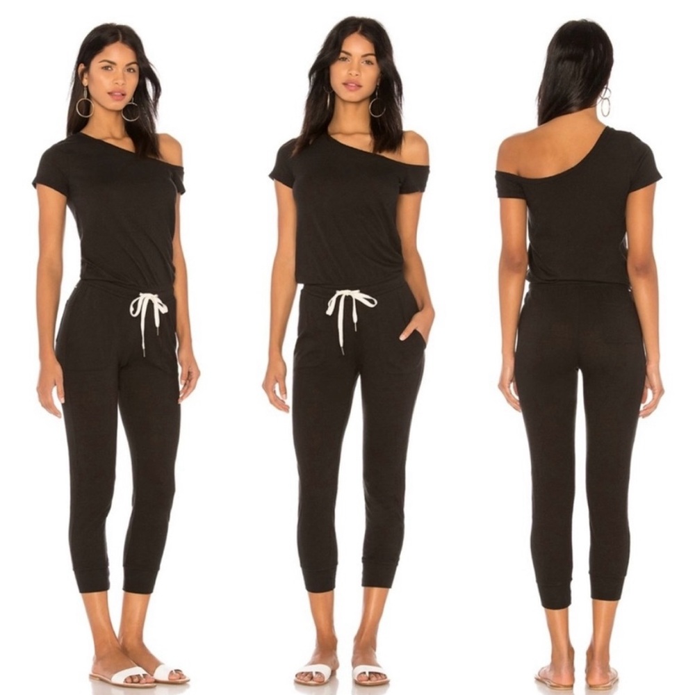 n:PHILANTHROPY Black Jumpsuit with Drawstring Waist and Tapered Legs